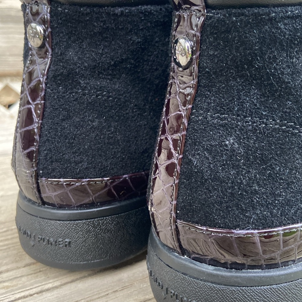 New! Donald J Pliner ‘Meira2’ Black Oily Suede Flatform Booties Women’s Size 9.5 - Picture 11 of 13